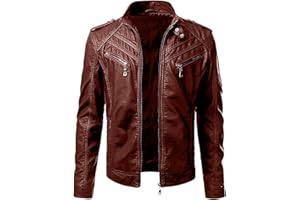 KOBILEE Giubbotto Pelle Uomo Elegante Bomber Vintage Giubbotto Moto Giubbino Leggera Aviatore 4 Stagioni Giubbotto Invernale Motociclista Marrone Giacca Moto Biker Taglie Forti Giacca Invernale Giacca Pelle