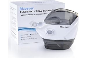 MAOEVER Nasal Irrigation System - Electric Neti Pot Sinus Rinse Machine for Nasal Care, Nose Cleaner Device with 30 Salt Packets and a Measuring Cup, Suitable for Adult Nasal Wash(Grey)