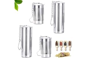 Dfuqanb 4 Piezas Infusor Te, Colador Infusion, Filtro de Te Acero, Inoxidable Colador, Te Filtro Te con Tapa y Bandeja, para teteras, tazas y botellas de té (4 cm/6,5 cm, plateado)