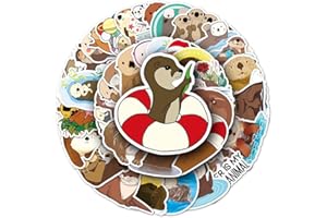 QAXROCYN Otter Stickers for Boys Girls Kids Teens, Cartoon Waterproof Vinyl Stickers for Phone Laptop Flasks Water Bottle Luggage Scrapbook Cup Bike Car Notebook, Cute Animals Decals Stickers Pack[Otter-50Pcs]