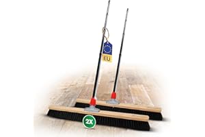 Novaliv Escoba grande 2 x 80 cm con mango cerdas sintéticas escoba fina ideal como escoba de taller con mango, escoba industrial, escoba de casa, escoba para el pelo, escoba grande