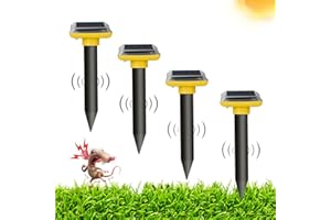 WUGEIN Maulwurf Vertreiben, Wühlmausschreck, Maulwurfschreck, Solar Maulwurfschreck, Maulwurf vertreiber 4 Stück, Ultraschall Tierabwehrgerät für Maulwurf Gopher Schlangen Wühlmaus und andere Schädlinge