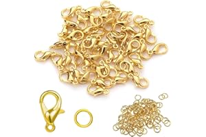 AAED Set da 170 pezzi Chiusure per Braccialetti, includere 50 pezzi Gancetti per Braccialetti, 120 pezzi Anellini Aperti, Ganci per Collane Chiusure per Bracciale Collana Orecchini Portachiavi-oro