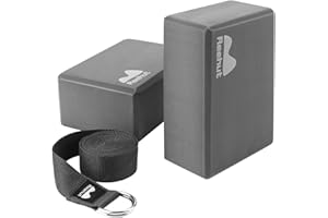 ‎REEHUT REEHUT Yoga-Steine (2 Stück) + Yogagurt, 2,5 m, Fiteness-Set, D-Verschluss, Metall, klassisch, hohe Dichte, langlebig, für tiefe Posen und Pilates