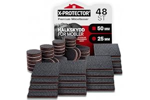 X-PROTECTOR Halkfria möbeldynor 48 STK - 32 Cirkel 25mm & 16 Kvadrat 50mm