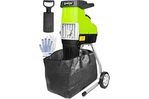 MalTec Rozdrabniacz ogrodowy elektryczny 3500 W, rozdrabniacz do drewna, worek na odpady 60 l, grubość cięcia do 44 mm