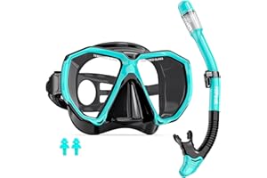 ‎HIIPEAK Hiipeak Schnorchelset Erwachsene, Taucherbrille Erwachsene mit Dry Schnorchel, Anti-Fog Anti-Leck Taucherbrille mit Schnorchel aus gehärtetem Glas, Schnorchelsets für Schnorcheln und Tauchen