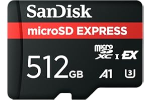 SanDisk microSD Express card 512GB, up to 880MB/s read speed, up to 650MB/s write speed, 220MB/s continuous write speed, U3, C10