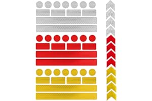 burkfeeg 51 Pièces Autocollants Réflecteurs, Bande Reflechissante Autocollante Catadioptre Velo Stickers Avertissement Bande pour Moto Poussette Casque (3 modèles)