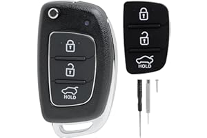 KEYQUEEN 3 Buttons Car Key Fob Case Compatible with Hyundai I10 I20 I30 I40 Ix20 Ix30 Ix35 Ix45 Ix55 Tucson Santa Fe Elantra Accent Remote Car Key Case Shell Key Cover Case Replacement