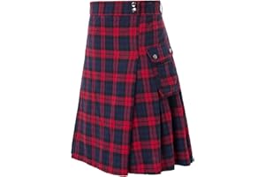 BaronHong Tartan Utility Kilts for Men Tartan Kilt with Straps and Large Cargo Pockets