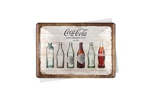 Nostalgic-Art Blaszana kartka pocztowa w stylu retro, Coca-Cola Timeline – pomysł na prezent dla fanów Coke, blaszana pocztówka, mini blaszana tabliczka w stylu vintage, 10 x 14 cm