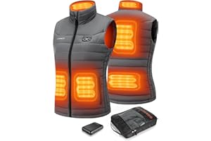 Gokozy Beheizbare Weste Damen mit powerbank 10000mah für 5 Heizzonen heizweste damen schnelles Aufheizen Intelligente Elektrische Leichte Beheizte Weste Bergsteigen und Arbeiten im Freien