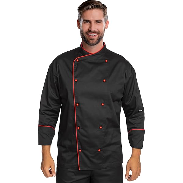 Produktbild von Kochjacke Schwarz Mit Nietenverschluss – Professionelle Küchenjacke Für Restaurant & Bankett, Unisex