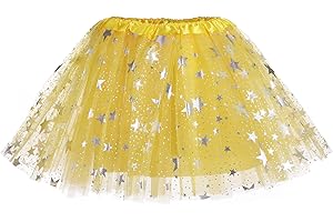 PLIKSUVER Tutu Skirts for Girls 3 Layers Tulle Ballet Dance Skirts with Stars Sequin for Kids Girls Dance Birthday Princess Party Performance Christmas Halloween