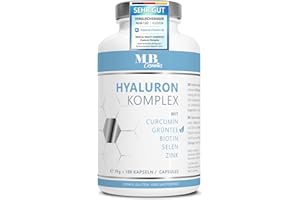 ‎MEDICAL BEAUTY COSMETICS 180 Hyaluronsäure Kapseln hochdosiert mit Zink - 600mg Hyaluron mit Curcumin und Grüntee-Extrakt – Vegane Hyaluron Kapseln mit Biotin, Selen ohne Zusätze in Deutschland produziert & laborgeprüft