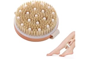BYYT Brosse De Détox Lymphatique Avec Poils De Sanglier Naturels,Dry Brush,Brosse Corps A Sec,Brosse Exfoliante Corps,Brosse Dos Douche Pour Améliorer Les Fonctions Lymphatiques,Exfoliant