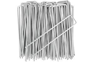 RnCop 50 Pack Galvanized Garden Pegs, 6"/15cm Weed Membrane Pegs, Strong U-Shaped Ground Stakes Steel for Fixing Landscape Fabric