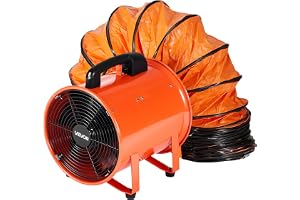 VEVOR Byggfläkt 300 W AC-motor, byggfläkt, 2830 varv/min, byggfläkt, fläkt, 1720 CFM (2922 m3/h) axialfläkt 10 m slang, axial