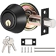 Faankiton Entrance Deadbolt Lock Set with Keys, Single Cylinder Deadbolt, Invisible Latching Lock for Bedroom, Bathroom (Black)