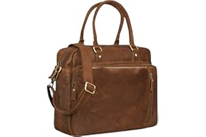 STILORD 'Amilia' Serviette Cuir Femme Business Vintage Sac à Bandoulière pour PC Portable 13,3 Pouces Mallette d'affaires, Couleur:Mocca - Marron foncé