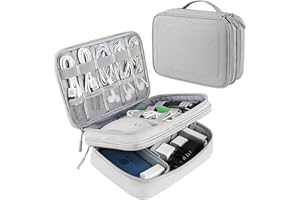 LTLSZRN Bolsa cables organizador, Bolsa organizadora cables, Organizador Cables Viaje, Bolsa organizadora de Accesorios electrónicos, bolsa para cargadores, bolsa para cables y cargadores(3 capas, Gris)