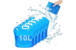 Amebleak Lot de 5 Bidons d'eau Pliables de 10 L - Sac à Eau Portable - avec Couvercle Etanche - sans BPA pour Le Camping, La Randonnée, Les Urgences et Le Stockage de l'eau à La Maison
