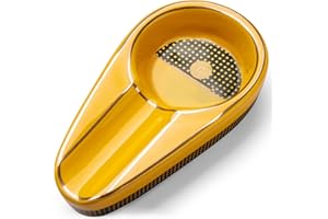 CIGARLOONG Cigar Ashtray Single Classic Ceramic Ashtray for Outdoor or Indoor Use (Colour: Yellow)