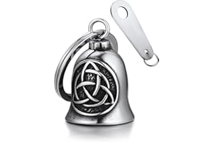 Bandmax Clochette Moto Porte Bonheur en Acier Inoxydable, Cloche de Moto Ailé à Motif d'Ange, Viking, Boussole, Marteau, Celtique, Crâne, Guardian Bell