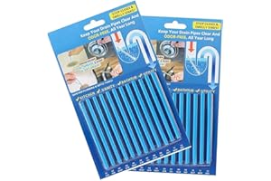 PEIXIONG 24PCS-2 paquetes de 12 palos de limpiador de desagües y drain cleaning sticks,palillos para desagüe para el baño y la cocina, evita las obstrucciones de los orificios de los tapones (azul)