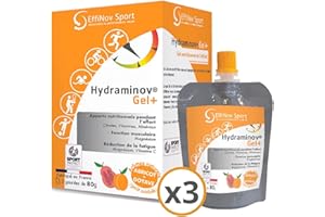 EFFINOV SPORT HYDRAMINOV GEL+ - Gel énergétique pour le sport - Gel Antioxydant - Performance et apports nutritionnels - Réduction de la fatigue - Saveurs Abricot Goyave - Fabriqué en France - 3x80g