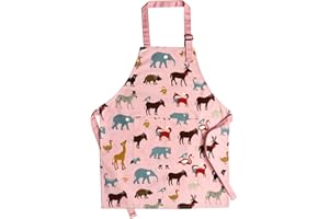 JENNICE HOUSE Kids Aprons, Pure Cotton Children Artists Aprons with Adjustable Neck Strap and Pocket Child Chef Aprons for Boys and Girls Cooking Baking Painting Aprons
