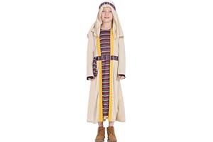 IKALI Kids Shepherd Costume, 3 Pcs Robe Set Fancy Dress Up Joseph Outfit for Girls Boys Christmas Xmas Nativity 4-12 Years