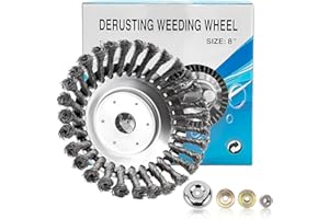 XQMMGO Cabezal de desmalezado de Alambre de Acero, Cepillo para malezas desbrozadora de 200 x 25,4 mm, con 4 adaptadores, Que Puede Eliminar eficazmente malezas y Musgo (8 Pulgadas)