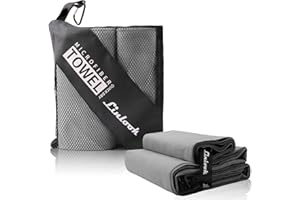 Linlook Microfaser Handtücher 2 Stück (160x80cm Groß Badetuch + 80x40cm Klein Handtuch) Sporthandtuch Fitness Handtuch Reiseh