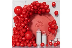 Unisun Globos Rojos, 130 Piezas Globos Rojos Kit Arco Guirnalda, 5/9/10/12/18 Pulgadas Globo Rojo para Niños Hombres Mujeres Niñas Bodas Cumpleaños Fiestas Navidad Aniversarios Decoraciones