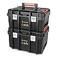 ‎DNA MOTORING 2pcs Tool Boxes Set - Lockable Organizer Storage Portable Toolbox with Removable Tray for Workshop Garage & Household, Large Capacity, TOOLS-00310