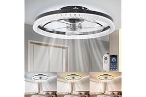 TIAZHAN Ventilatore da Soffitto Con Luce, 50W, Ventilatore 6 Velocità/3 Temperature di Luce, Timer, Controllo App, Telecomando e Interruttore, Silenzioso, con Funzione di Memoria e Modalità Estate/Invern