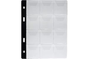 MC.Sammler 10 x Pagine per Album di Monete | 12 Tasche 46mm x 50mm per Monete Fino a 43 mm di Diametro | Fogli di Ricarica Extra per cartelle Portmonete Raccoglitore per Collezione di Monete