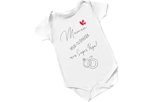 HANDMADE Body Bébé Blanc - "Maman, veux-tu épouser mon super papa ?" - Message Adorable - Taille 3, 6, 9, 12, 18, 24 Mois - Cadeau de Demande en Mariage pour Maman (9 MOIS)