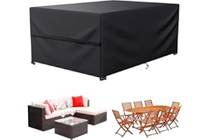 LCGOD Garden Furniture Covers waterproof，Garden Table Covers Heavy Duty 600D Oxford Fabric Windproof Anti-UV, Outdoor table Covers (325 x 180 x 75cm)