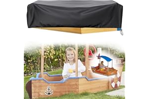 KEKAFU Sandkastenabdeckung, 420D Oxford Vollständige Abdeckplane, 128 Piratenschiff-Sandkasten Abdeckung Wasserdicht, Geeignet FÜR Piratenschiff Boot aus Holz (199.4 x 112.4 x 151.1 cm)