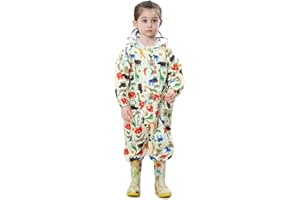 BWIV LIVACASA Imperméable à Capuche Enfant Poncho Pluie Garçon Combinaison de Pluie Fille 1-7ans Cape Pluie Léger Vêtements de Pluie Jaune(Animal) 5-7ans / L'étiquette:L