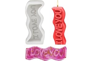 ALBEFER Silicone Candle Moulds Valentine's Day I Love You Resin Mould Handmade Craft Gifts Candle Making Wave Alphabet Pillar Mold Soy Wax Aromatherapy Soap Chocolate Baking Molds for Birthday Wedding Gifts