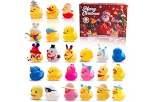 AHYDFSR Calendario de Adviento, Cuenta Regresiva de Navidad de 24 Días Con 24 Patitos de Goma Divertidos Juguetes de Baño Duckie, juguetes divertidos para niños niñas regalos de fiesta de Navidad