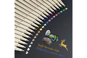 Baozun Metálico Rotuladores, Rotuladores Metálicos para Cumpleaños Regalo de Felicitación Tarjetas, Pintura de Rock, Álbum de Fotos de Bricolaje (20 Colores Punta de Pincel)