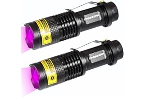 DARKBEAM UV 395nm Linterna Luz ultravioleta LED Lámpara de madera Blacklight Mini detector portátil de 400nm para manchas de mascotas de orina de perro/gato, curado de resina, paquete de 2