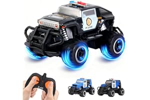 Pup Go Remote Control Police Car for Kids, Mini Fast Off Road Police RC Car, My First Radio Controlled Monster Truck Toy Toddler, Christmas Birthday Gift Age 3 4 5 6 7 Years Old Boys (Black)