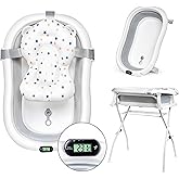moovkee. Baignoire bebe avec Support 80cm - Baignoire Pliable Bébé sur Pied - Sécurisée et Confortable Bassine Pliable Bebe a