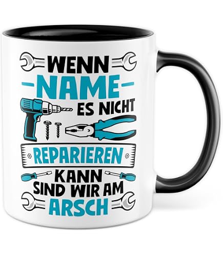 MoonWorks Kaffeetasse „Sägespäne Sind Männerglitzer“ – Lustiger Spruch Für Handwerker, Schwarz, 325 Ml